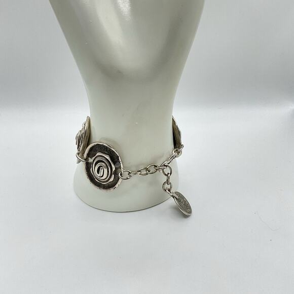Vintage Seraglio Silver Tone Bracelet 6–7.5” • Egyptian/Middle Eastern Motif - Picture 3 of 14